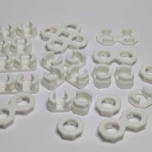 White multiboard 8mm offset snap components in various configurations including single, double, and quad arrangements