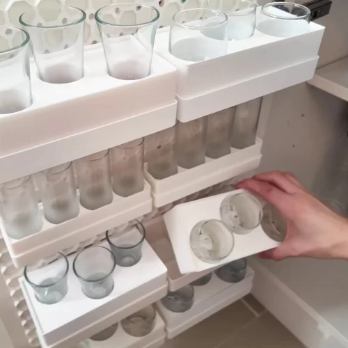Kitchen cupboard interior lined Multiboard panels showing smooth, clean surface finish.